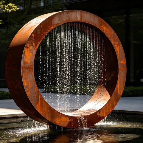 Fontaine Rideau de lune en acier corten