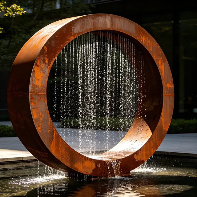 Fontaine Rideau de lune en acier corten