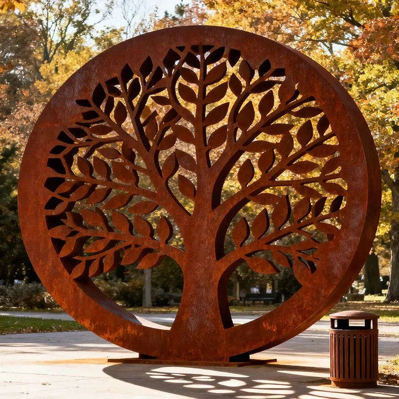 Arbres et fleurs en corten