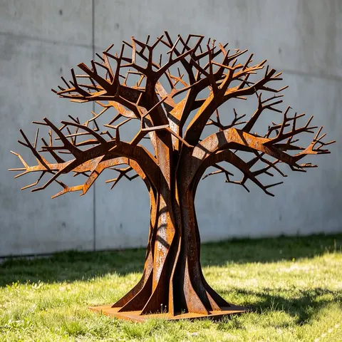 Sculpture Arbre nu en acier corten