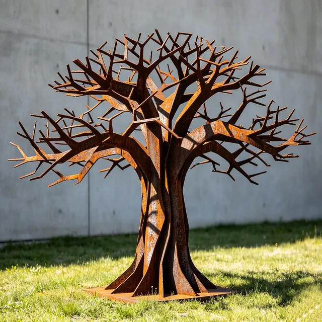 Sculpture Arbre nu en acier corten