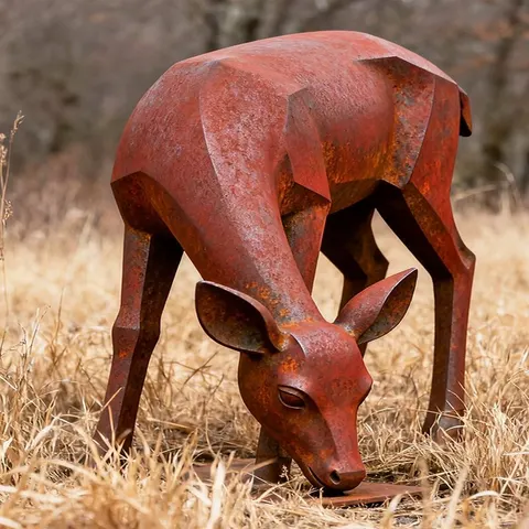 Sculpture Biche en acier corten