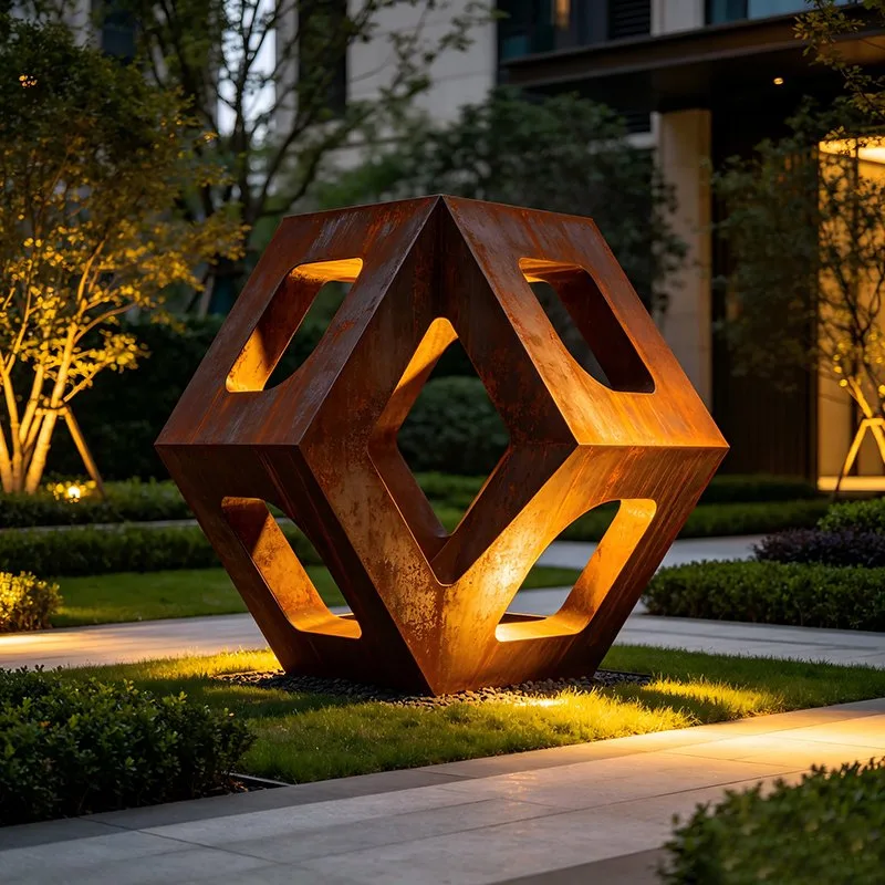 Sculpture Cage en acier corten