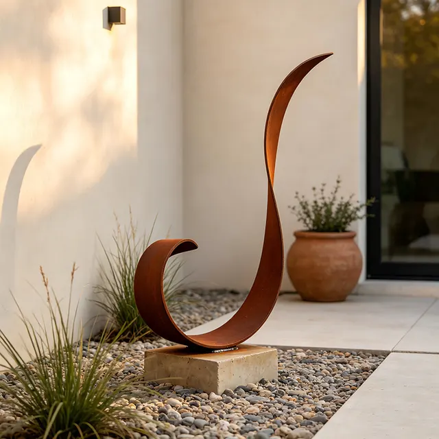 Sculpture Calligraphie en acier corten