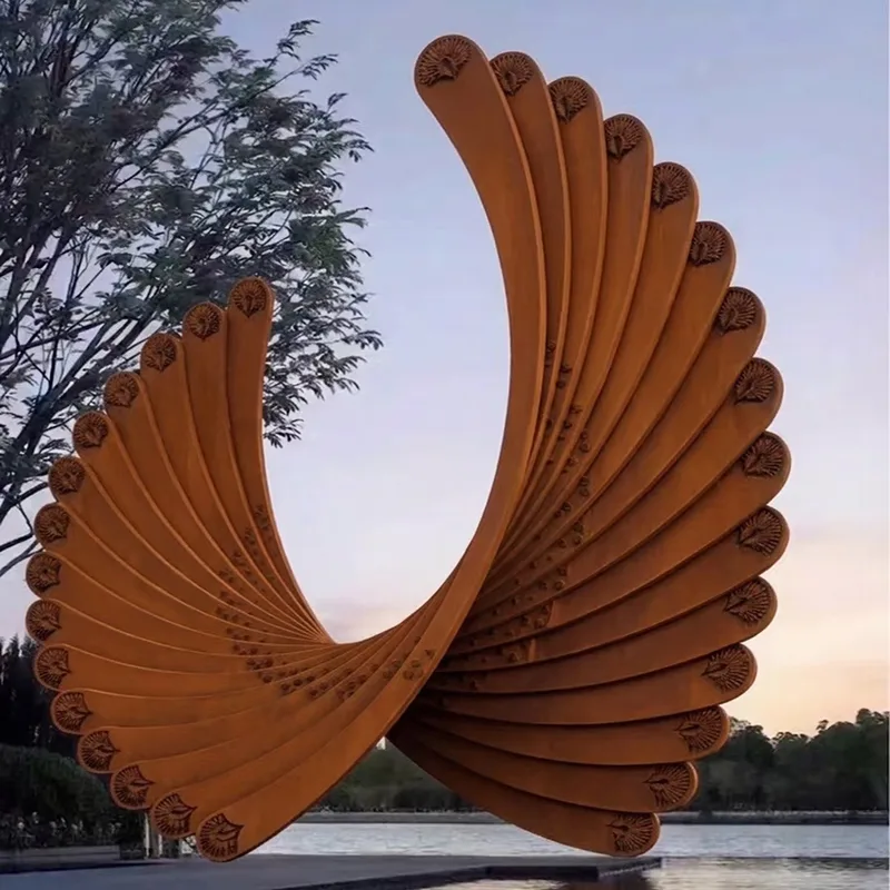 Sculpture Éventail en acier corten