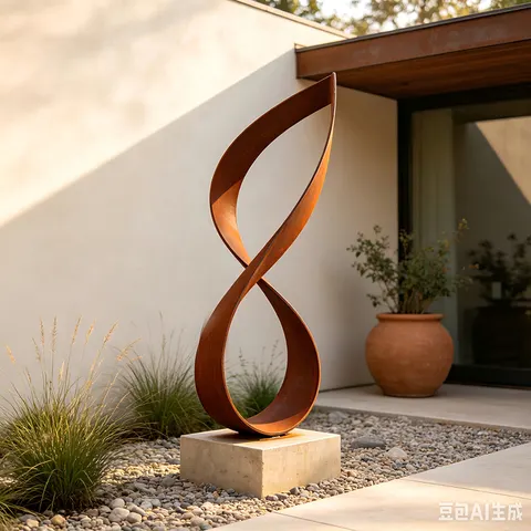 Sculpture Huit en acier corten