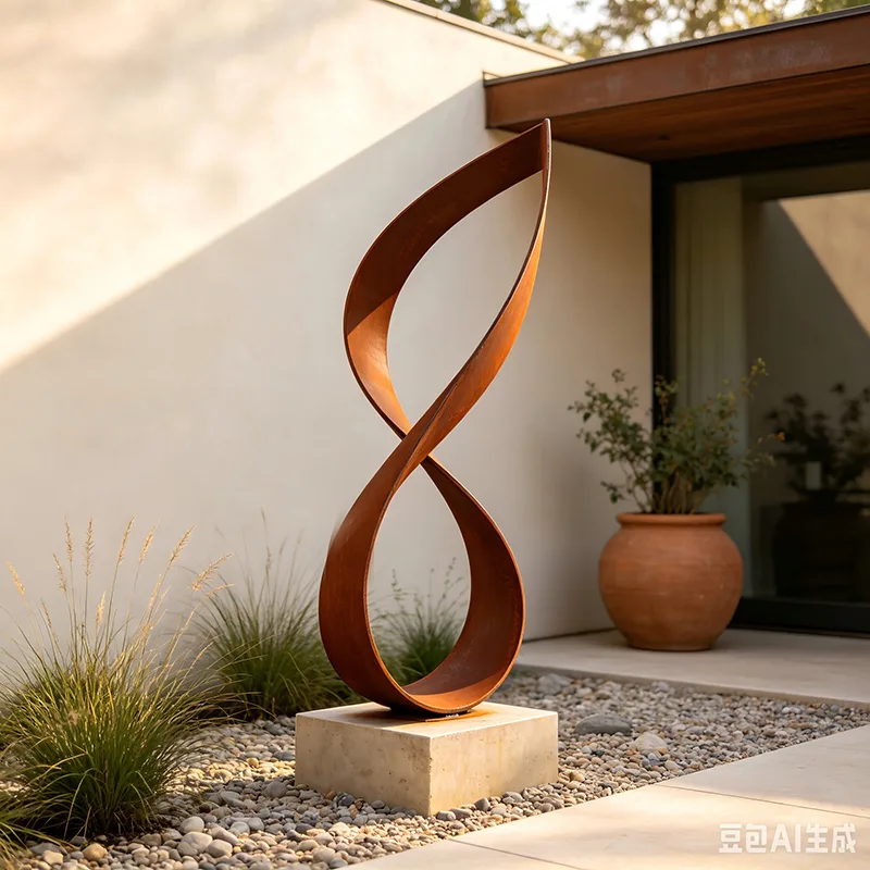 Sculpture Huit en acier corten