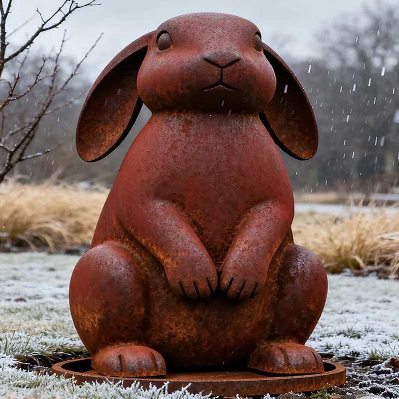 Sculpture Lapin en acier corten