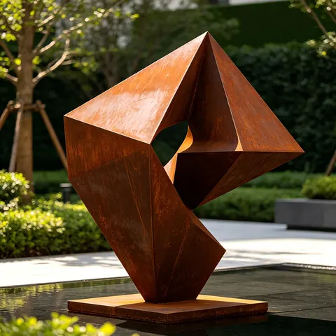 Sculpture Prisme en acier corten