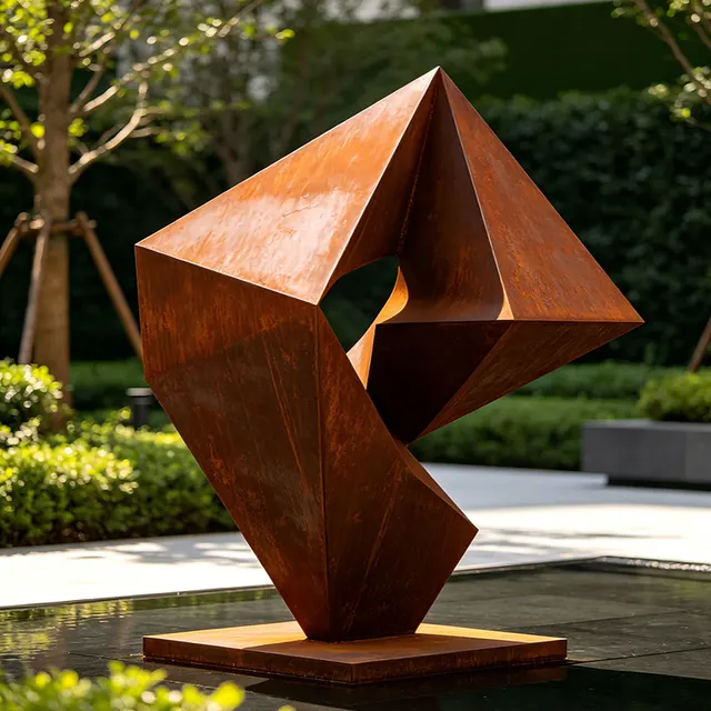 Sculpture Prisme en acier corten