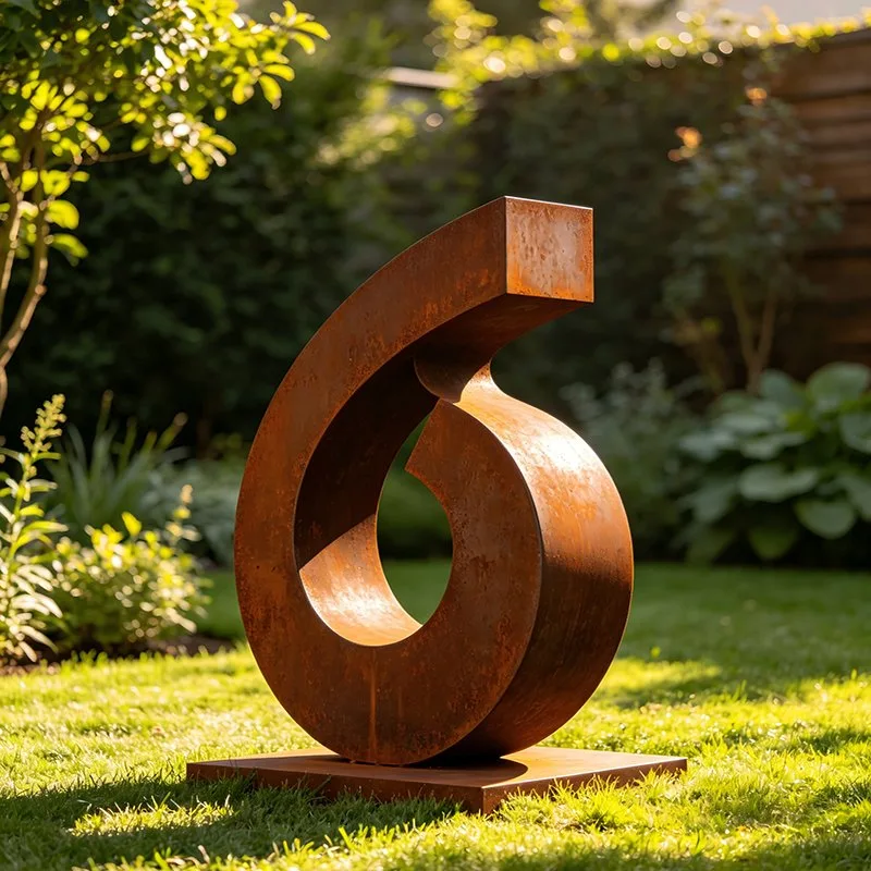 Sculpture Spirale en acier corten, sculpture de jardin en acier corten