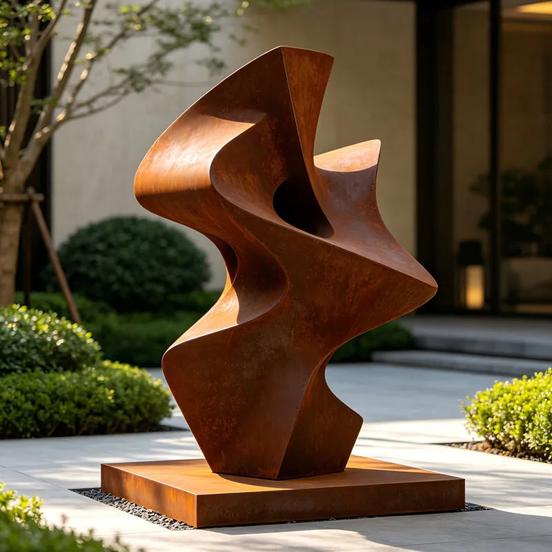 Sculpture Torsion en acier corten