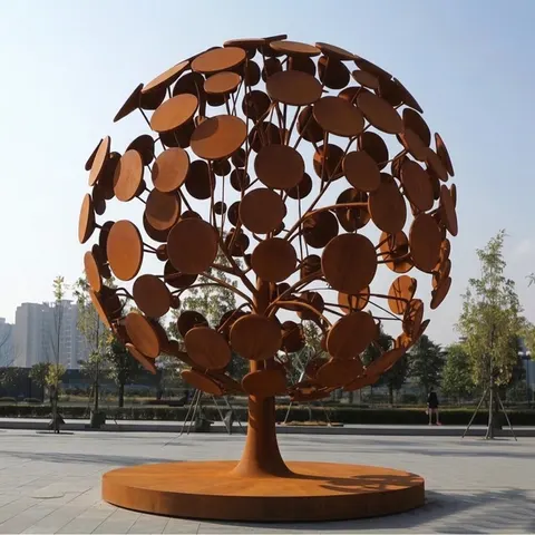 Sphère Pissenlit en acier corten